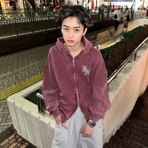 STAN line stone logo zip hoodie