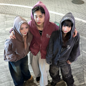 STAN line stone logo zip hoodie